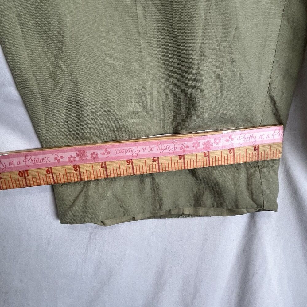 100% Silk Wide Leg Pants Women’s Sage Green Petite Coastal Minimalist - Picture 13 of 16